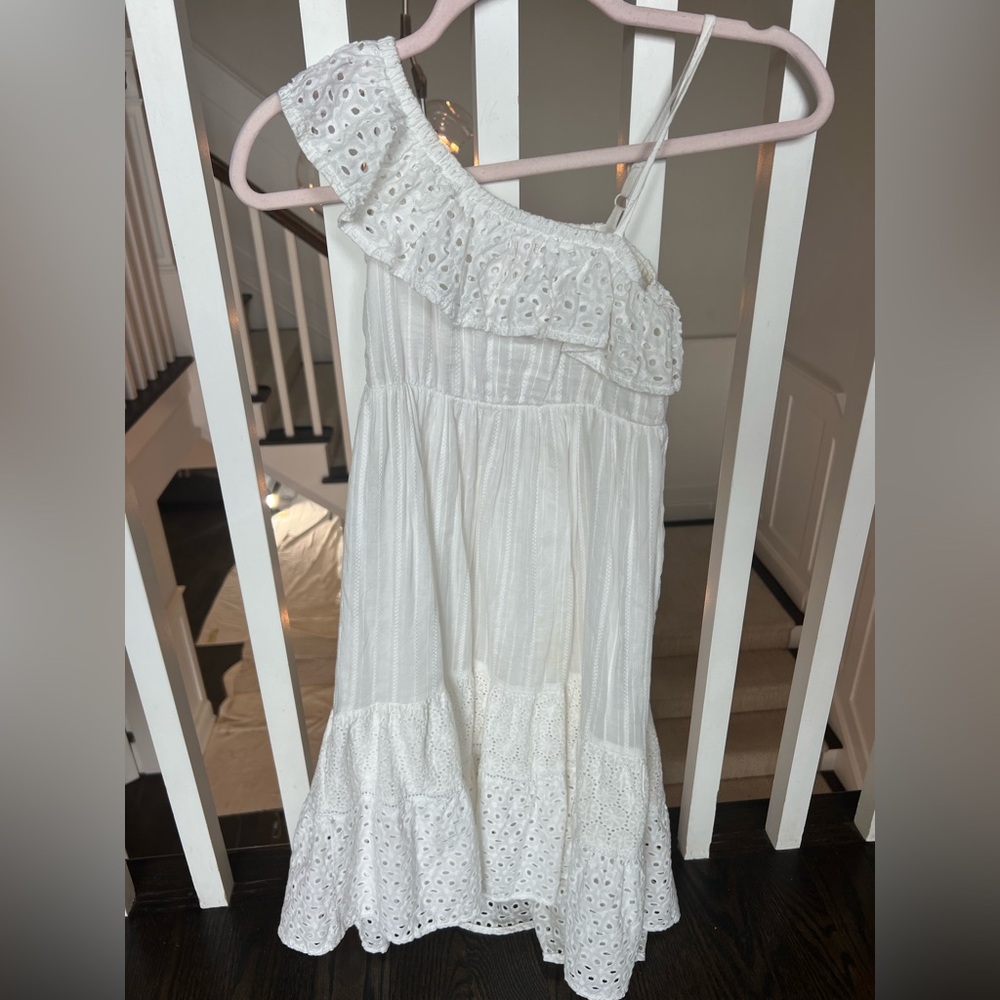 Cat & Jack White One-Shoulder Eyelet Kids Dress